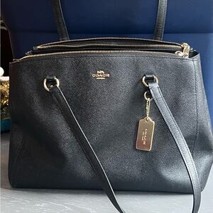 Coach Black Leather Tote Bag